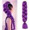 ShowJarlly Capelli per Treccine Africane Jumbo Treccia Capelli 24" Morbido Extension per Treccine Africane 1 Pack Treccine Africane Extension Capelli（Viola Scuro#）