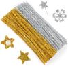 Ainiv 200PZ Scovolini Glitter per Lavoretti, Oro Argento Strisce Pulisci Tubi Pipe, Bastoncini Decorativi in Ciniglia, Scovolini per Artigianato, per Artigianato DIY Decorazione di Progetti Artistici