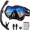 Vautvis Maschera Snorkeling Adulto, Maschera E Boccaglio Snorkeling, Antiappannante Maschera Sub, Maschera Da Sub Panoramici A 180°, Maschera Mare Adulto, Set Da Snorkeling E Immersioni (Nero)