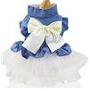 XIAOYU abiti per cani pet bowknot gonna principessa estate gilet per cani denin camicie prendisole dolce abiti da festa di nozze abiti per animali domestici abbigliamento, bianco, L