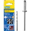 Rapid Scatola da 50 Rivetti in Alluminio da Ø4.8 x 14 mm, Adatti a Fissare Parafanghi, Coperture in Metallo e Plastica, Segnaletica e Lamiere, Include una Punta per il Trapano (5000389)
