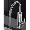LIFEJXWEN Rubinetto Elettrico per Scaldabagno Istantaneo in Acciaio Inox, Caldo e Freddo 3000 W, Termometro Senza LED, Girevole a 360° per Lavello da Cucina