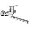 Schläfer 480110 | Miscelatore Lavello a Parete Start Cromo con canna girevole, Adatto la per Cucina, Bagno, Lavanderia, Rubinetto a Muro eccentrici a S - int. fori 15/17 cm
