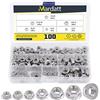Mardatt Kit assortito di dadi flangiati esagonali in acciaio inox SAE 304, 100 pezzi, 6 misure, 1/4-20 5/16-18 3/8-16 10-24 8-32 6-32