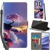 PHINIENLAND Cover per Xiaomi Redmi Note 14 Pro 4G/5G /Note 14 Pro+ 5G Case PU Pelle Custodia [Kickstand] [Chiusura magnetica] [Slot per Schede], Portafoglio Flip Custodia per Xiaomi Poco X7,Farfalla,Paesaggio