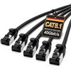 1aTTack.de Cavo di rete LAN Cat 8.1 da 0,5 m (5 pezzi) Cavo Ethernet Cat 8 con connettore RJ45, sottile e sottile con velocità di trasmissione di 40 Gbps, nero, 0,5 metri