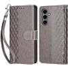 KENHONER Custodia per Samsung Galaxy S25 FE 5G Cover, Grigio | Portafoglio in Pelle PU Retro, Antiurto Flip, Slot per Schede, Funzione Stand, Chiusura Magnetica