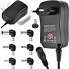 Retoo Alimentatore universale 12V, alimentatore plug-in universale da 30W 6 spine rimovibili, alimentatore regolabile per elettronica domestica da 3V a 12V e strisce LED, convertitore adattatore per