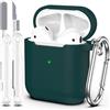 MHYALUDO Custodia per Airpods 1a/2a generazione (2016/2019),Custodia protettiva in morbido silicone per Airpods 1a/2a con LED visibile sulla parte anteriore,con kit di pulizia,verde foresta