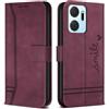 Bravoday Cover per Honor X7a / Honor X7a, Flip Custodia in Pelle PU con Slot per Schede, Portafoglio Custodia per Honor X7a / Honor X7a, Vino Rosso