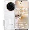 realme 14 Pro+ 5G Smartphone Android 8+256GB, Fotocamera Sony IMX896 OIS, design colori cangianti, IP69, display 6,83 120Hz, batteria 5260mAh, Bianco (con adattatore)