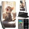 PHINIENLAND Cover per iPhone 13 / iPhone 14 custodia portafoglio Gatto | 3 scomparti carte, 1 tasca banconote, Chiusura magnetica, Supporto, Pelle PU flip cover per iPhone 13 / 14