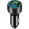 YCioel 4 Porte Caricabatteria Auto USB C, 66W Caricatore Presa USB C Super Fast Charge, PD 30W Caricatore Rapido Accendisigari UAB C, con Voltmetro LED per iPhone, Android, Samsung, Tablet