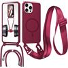 GoodcAcy Magnetica Silicone Cover per iPhone 14 Pro Max con Cordino, Compatibile con Magsafe, Ultra Sottile Silicone TPU Antiurto Custodia con Collana Laccio rimovibile per iPhone 14 Pro Max, Rosso