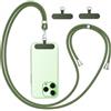 caslord Cordino per Cellulare con 2 Patch Universali | Adatto con Tutti Gli Smartphone e Maggior Parte delle Custodia | 1,6 m Regolabile e Rimovibile | Verde oliva