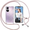 ISOI Cover con Cordino per OPPO Reno 10 5G/Reno 10 Pro 5G, Custodia Trasparente con Collana Tracolla Laccio Collo Ultra Sottile Morbido TPU Silicone Antiurto AntiGraffio Antiscivolo Case, Rosa