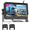 VECHTEL Telecamera Retromarcia Wireless 1080P con Monitor 7 IPS, Kit DVR+2 Telecamera Posteriore Auto, IP68, Visione Notturna, Linee Guida DIY, per Camion, Autobus, Van, Camper, SUV, Pick-up