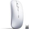 INPHIC Mouse Bluetooth, Multi-Dispositivo, Sottile, Silenziosa, Ricaricabile, Bluetooth Wireless (Tri-Modalità: BT 5.0/3.0+2.4G), 1600 DPI, Mouse Portatile per Laptop, PC, Computer, Tablet, MacBook