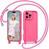 Coiwxmoi Cover per iPhone 15 Pro 6,1 con Cordino, Custodia con Laccio Collana Tracolla Regolabile Sottile Silicone Morbido TPU Bumper Antiurto AntiGraffio Protettiva Case per iPhone 15 Pro, Rosa