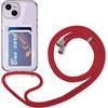 FMPCUON Custodia con Collana per iPhone 14 Pro Max con Slot per Scheda,Cover Trasparente Regolabile con Cordino [Antiurto] [AntiGraffio] [Antiscivolo] Case con Laccio Tracolla,Rosso