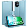 Eirltiy Cover per Oppo A5 Pro 4G/5G Portafoglio Pelle PU Premium, Custodia Scomparti Carte Antiurto Protettiva Case con 1 Vetro Temperato, Blu