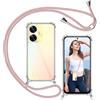 ISOI - Cover con Cordino compatibile con Realme C55, Regolabile Collana Tracolla Laccio Collo, Trasparente Custodia in Silicone TPU Morbido con Paraurti Airbag Antiurto - Rosa