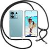 ISOI Custodia in Corda per Xiaomi Redmi Note 13 5G, Custodia in TPU Trasparente Morbida in Silicone con Collana con Ciondolo Regolabile Tracolla per Cordino Catena Nera