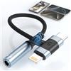 ROCKETEK 2-IN-1 Adattatore USB C + Lighting Jack 3,5 mm Adattatore Cuffie USB C Jack Chip DAC Adattatore Jack Lighting Aux Cavo Dongle HiFi Adattatore Cuffie per i-Phone 16 15 14 13, Samsung S24 S23, Argento