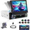 Roinvou Autoradio 1Din con Schermo Retrattile da 7 Pollici Stereo Auto Radio MP5 per Auto con Bluetooth Mirror Link FM EQ SWC Telecamera, supporto USB/Tipo-C/AUX