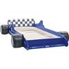 vidaXL Letto per bambini con design di auto da corsa 90 x 200 cm blu