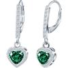 CONILOK Orecchini con Ciondolo di Cuore Zirconi da Donna- Orecchini Aureola Amore in Argento 925 Ipoallergenico, Orecchini Pendenti Verde Moda Scintillanti, Gioielli Eleganti da Regalo per Fidanzata Moglie