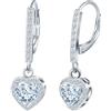 CONILOK Orecchini con Ciondolo di Cuore Zirconi da Donna- Orecchini Aureola Amore in Argento 925 Ipoallergenico, Orecchini Pendenti Bianco Moda Scintillanti, Gioielli Eleganti da Regalo per Fidanzata Moglie