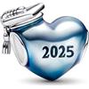 PHCLASY 2025 Graduation Cuore Blu Charms Compatibile con Bracciali e Collane Europei, Stagione di Laurea Per le Donne