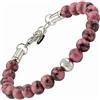 10:10 Bracciale Uomo Pietre Naturali Rodonite 8 MM, Colore Rosa e Nero - Regolabile, Resistente e Comodo - Made In Italy (Rodonite)