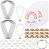 WANDIC Set di 15 braccialetti dell'amicizia arcobaleno con collane con ciondolo e biglietti, in poliestere intrecciato a mano, braccialetti regolabili per regali fai da te ad amici e familiari