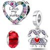 HappyStar charm argento 925,bead charm da donna, ciondolo combinato, I migliori regali per Sorelle e coppie, (perline distanziatrici incluse)