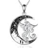 Wasee Gatto nero/pipistrello/farfalla/ragno/lupo mezzaluna collane da donna in argento sterling 925,collana gotica ciondolo gioielli regali per le donne, 0.82*0.74 inches, Argento sterling, Non pietra