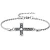 ROMANTICWORK Braccialetto con croce da uomo in argento sterling 925, bracciale cristiano religioso da uomo, gioielli con croce, regali cristiani per marito, padre, amico, Argento sterling, Non pietra