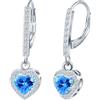 CONILOK Orecchini con Ciondolo di Cuore Zirconi da Donna- Orecchini Aureola Amore in Argento 925 Ipoallergenico, Orecchini Pendenti Blu Mare Moda Scintillanti, Gioielli Eleganti da Regalo per Fidanzata Moglie
