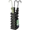 SONGMICS Porta Ombrelli in Metallo, Contenitore per Ombrelli Quadrato con 4 Gancetti e Vaschetta Scolapioggia Rimovibile, 20 x 20 x 49 cm, Nero LUC017B01