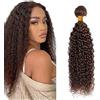 Tuheerst 34 Inch Kinky Curly Human Hair Bundles #4 Chocolate Brown Menschliches Haar Extension Capelli Human Hair Extensions Minimal Shedding Double Weft Remy Hair 1 Bundle Total 100g