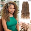 Renyarch Feather Crochet Human Hair Bundles Feather Crochet Hair for Black Women 16 Pollici Deep Wave 125g 100c Honey Blonde Water Wave Wet and Wavy Invisible Knotless Curly Human Extensions