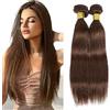 Salharer Tissage Naturale Capelli Umani Capelli Lisci 2 Fasci Extension Doppia Treccia 2 Estensioni Marrone Cioccolato Colore Tissage in Set Capelli Naturali 66/71 cm