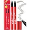 Vevivia Beauty Matite per sopracciglia - Confezione da 2 penne Eyebrow con 4 punte precise per sopracciglia naturali, tratti simili a capelli per tutti i tipi di sopracciglia, lunga durata, marrone