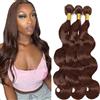 Tuheerst Human Hair Bundles Double Drown Extensions Echthaar #4 Chocolate Brown Body Wave Hair Extensions Unprocessed Brazilian Virgin Remy Extension 50g/Bundle Total 150g 12 14 16 Inch