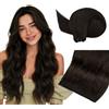 hotbanana Extension Capelli Veri Tessitura 50cm 100g | Castano Scuro Remy Umani Lisci, Invisibili e Naturali Matassa Extensions Tessitura Capelli Veri