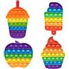 Cuackamily 4 Pezzi Pop Bubble Fidget It Toy Set, Giocattoli push arcobaleno Silicone Sensory bubble, gelato*2, mela, Tazza, Gioco Antistress Rilassante Regali di Compleanno Feste per Adulti e Bambini