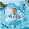 Olycism Salvagente Neonato con Parasole UPF50+ Ciambella Neonato Mare con Pompa ad Aria e Kit di Patch Materiali Adatti ai Bambini Carico massimo 20 kg per Bambini Azzurro chiaro