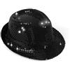 Fresilkora Cappello Fedora con paillettes per bambini, accessorio per spettacoli di danza e feste, 54 cm, cappello a cilindro nero con paillettes per Halloween, palcoscenico e feste a tema