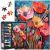 TISHIRON Puzzle da 1000 pezzi, motivo: papaveri astratti in tonalità pastello, arte botanica per adulti, XXL, motivo floreale, decorazione da parete con texture pittoresca, dimensioni motivo 27,5 x 19,7